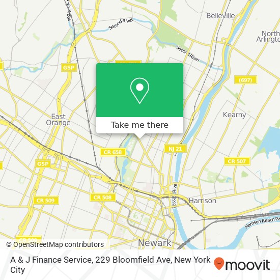 A & J Finance Service, 229 Bloomfield Ave map