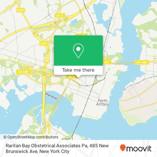 Raritan Bay Obstetrical Associates Pa, 485 New Brunswick Ave map