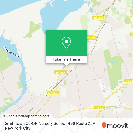 Mapa de Smithtown Co-OP Nursery School, 490 Route 25A