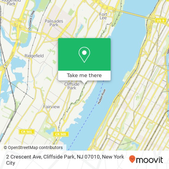 Mapa de 2 Crescent Ave, Cliffside Park, NJ 07010