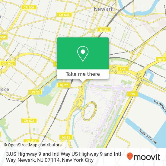 Mapa de 3,US Highway 9 and Intl Way US Highway 9 and Intl Way, Newark, NJ 07114