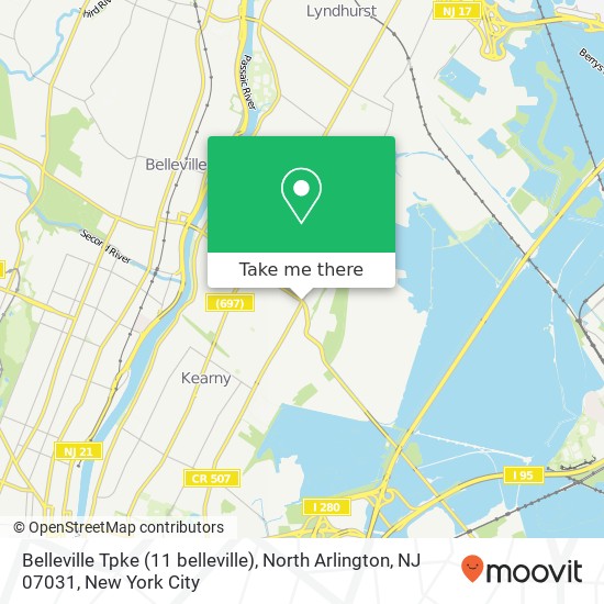 Mapa de Belleville Tpke (11 belleville), North Arlington, NJ 07031