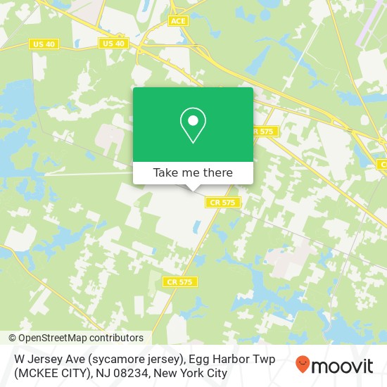 W Jersey Ave (sycamore jersey), Egg Harbor Twp (MCKEE CITY), NJ 08234 map