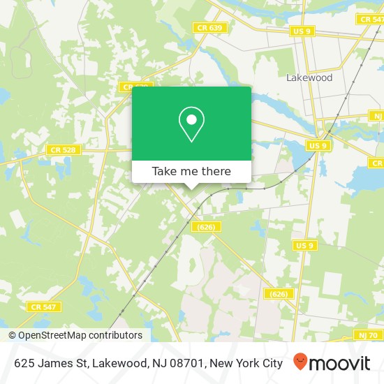 Mapa de 625 James St, Lakewood, NJ 08701