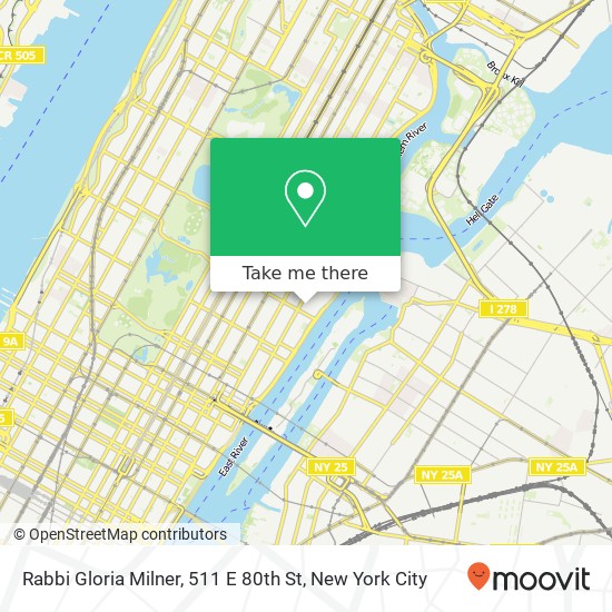 Mapa de Rabbi Gloria Milner, 511 E 80th St