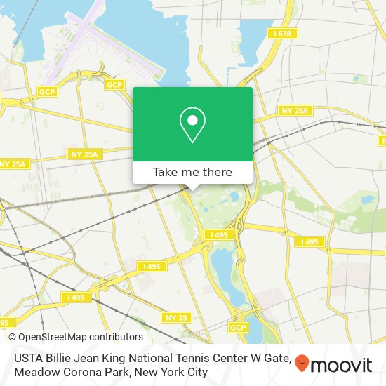 USTA Billie Jean King National Tennis Center W Gate, Meadow Corona Park map