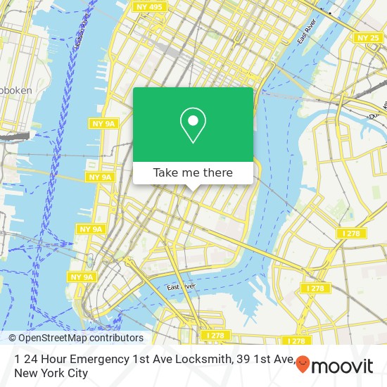 Mapa de 1 24 Hour Emergency 1st Ave Locksmith, 39 1st Ave