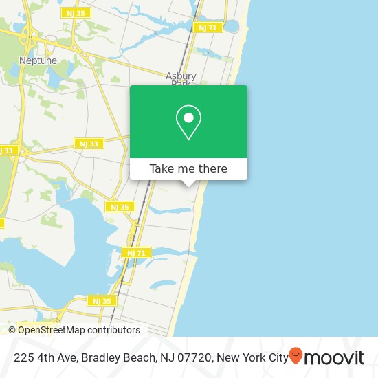 Mapa de 225 4th Ave, Bradley Beach, NJ 07720