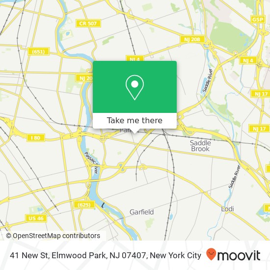 Mapa de 41 New St, Elmwood Park, NJ 07407