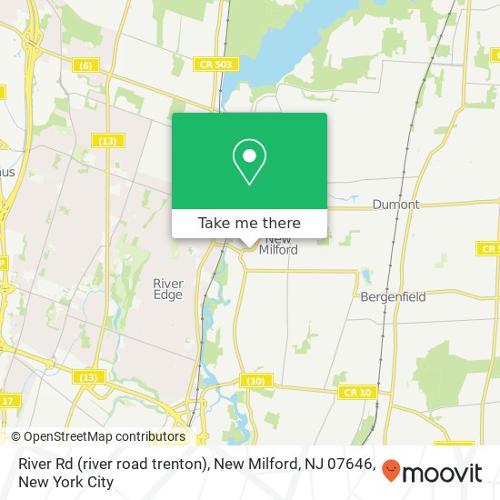 Mapa de River Rd (river road trenton), New Milford, NJ 07646