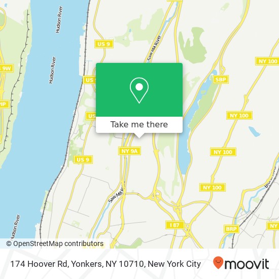 Mapa de 174 Hoover Rd, Yonkers, NY 10710
