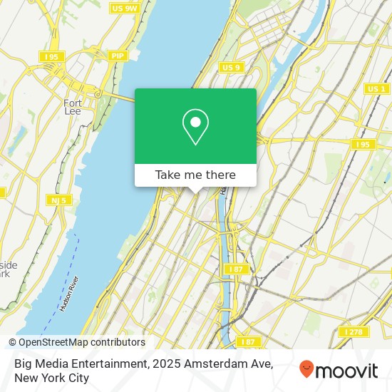 Mapa de Big Media Entertainment, 2025 Amsterdam Ave