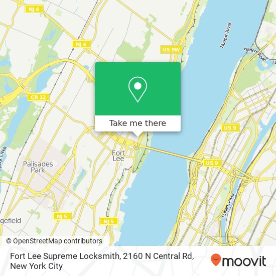 Mapa de Fort Lee Supreme Locksmith, 2160 N Central Rd