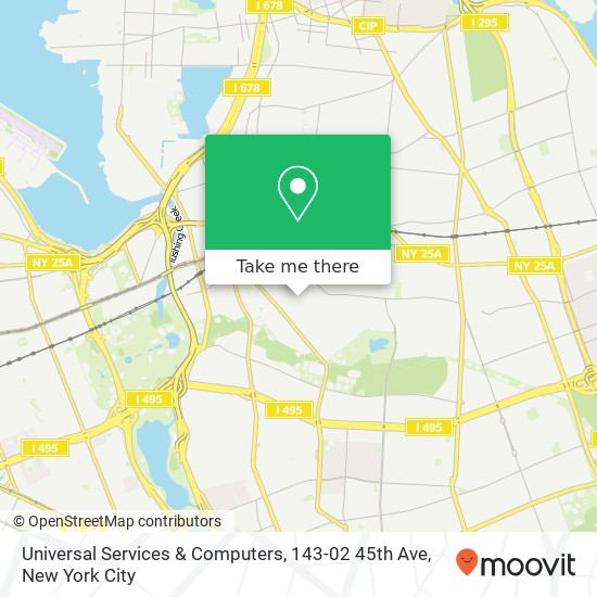 Mapa de Universal Services & Computers, 143-02 45th Ave