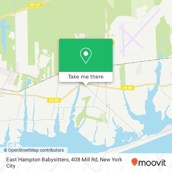 Mapa de East Hampton Babysitters, 408 Mill Rd