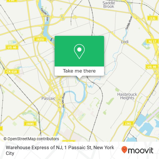 Warehouse Express of NJ, 1 Passaic St map