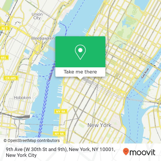 Mapa de 9th Ave (W 30th St and 9th), New York, NY 10001