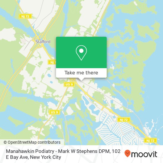 Mapa de Manahawkin Podiatry - Mark W Stephens DPM, 102 E Bay Ave