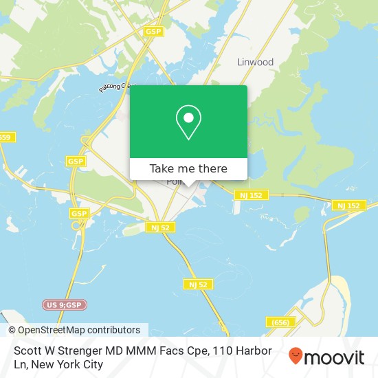 Mapa de Scott W Strenger MD MMM Facs Cpe, 110 Harbor Ln