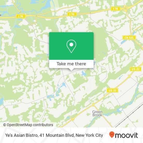Mapa de Ye's Asian Bistro, 41 Mountain Blvd