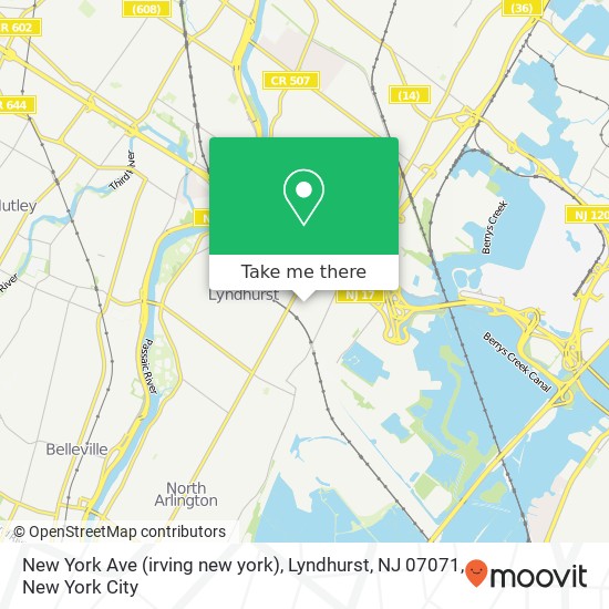 Mapa de New York Ave (irving new york), Lyndhurst, NJ 07071