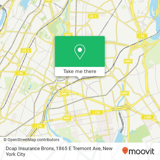 Mapa de Dcap Insurance Bronx, 1865 E Tremont Ave