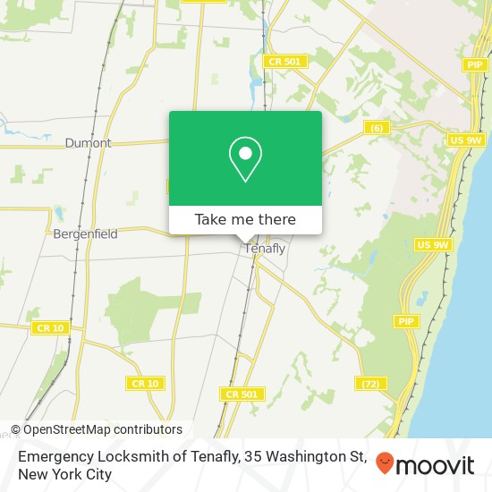 Mapa de Emergency Locksmith of Tenafly, 35 Washington St