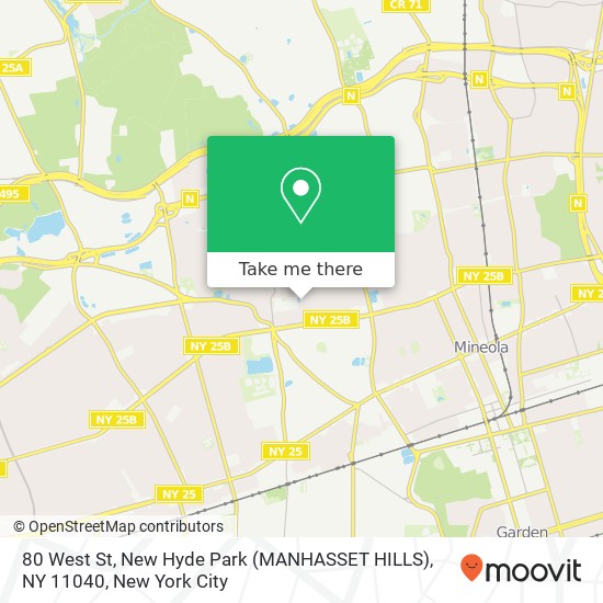 Mapa de 80 West St, New Hyde Park (MANHASSET HILLS), NY 11040
