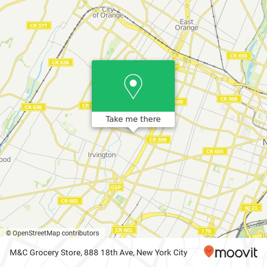 Mapa de M&C Grocery Store, 888 18th Ave