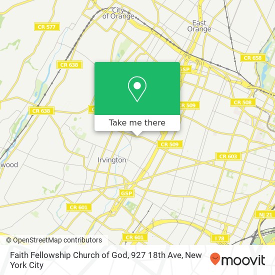 Faith Fellowship Church of God, 927 18th Ave map
