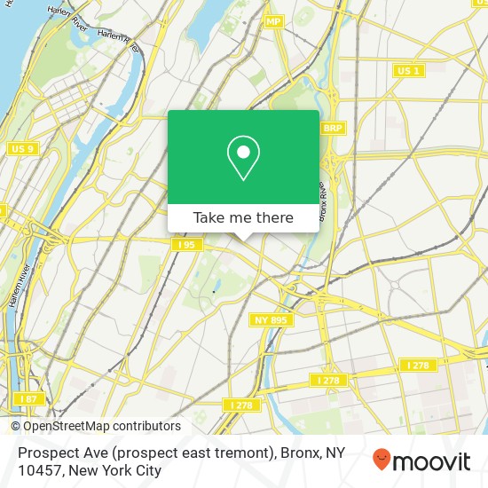 Mapa de Prospect Ave (prospect east tremont), Bronx, NY 10457