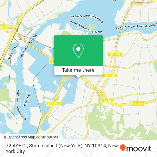 Mapa de 72 AYE Ct, Staten Island (New York), NY 10314