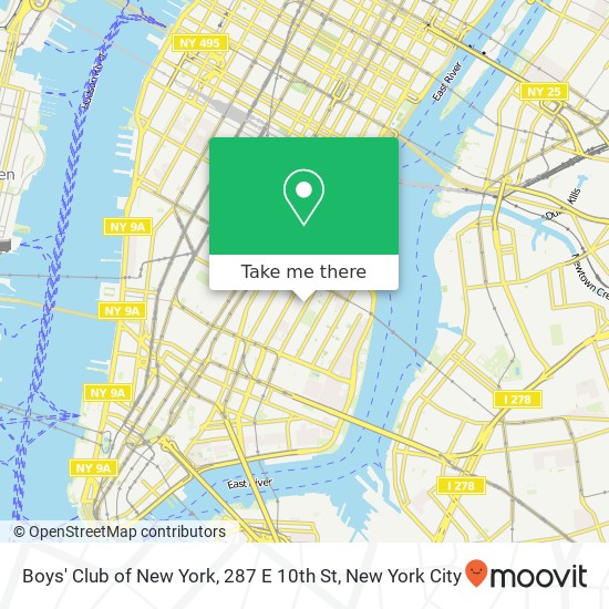 Mapa de Boys' Club of New York, 287 E 10th St