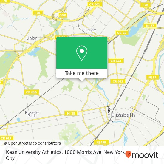 Kean University Athletics, 1000 Morris Ave map