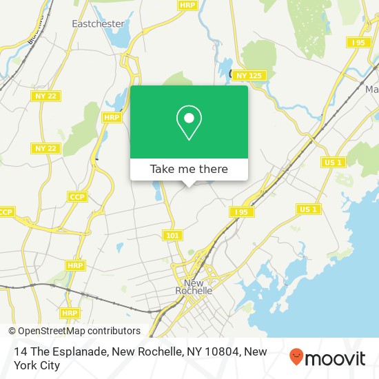 Mapa de 14 The Esplanade, New Rochelle, NY 10804