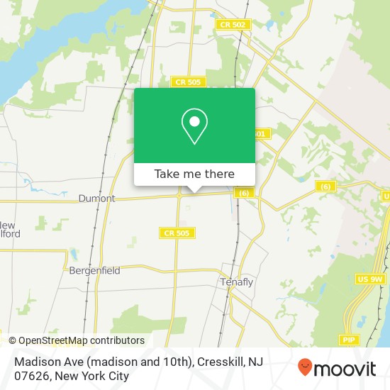 Mapa de Madison Ave (madison and 10th), Cresskill, NJ 07626
