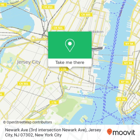 Mapa de Newark Ave (3rd intersection Newark Ave), Jersey City, NJ 07302