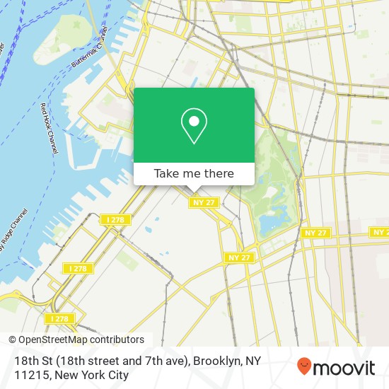 Mapa de 18th St (18th street and 7th ave), Brooklyn, NY 11215