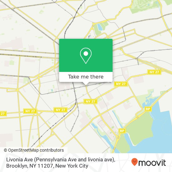 Mapa de Livonia Ave (Pennsylvania Ave and livonia ave), Brooklyn, NY 11207