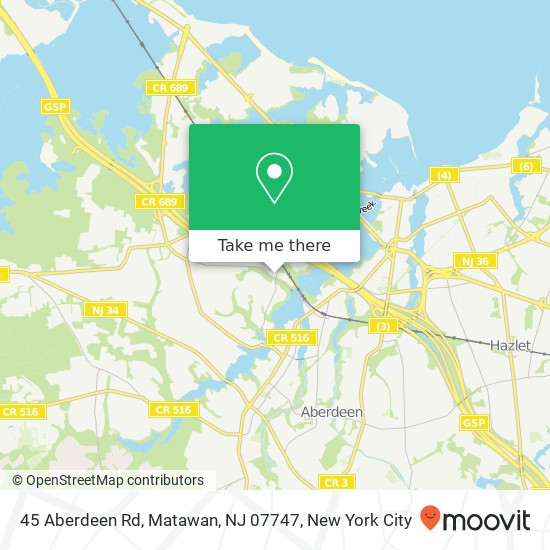 Mapa de 45 Aberdeen Rd, Matawan, NJ 07747