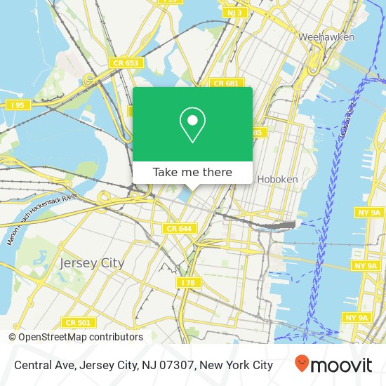 Mapa de Central Ave, Jersey City, NJ 07307