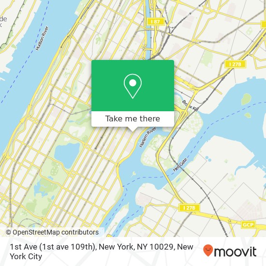 Mapa de 1st Ave (1st ave 109th), New York, NY 10029