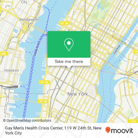 Mapa de Gay Men's Health Crisis Center, 119 W 24th St