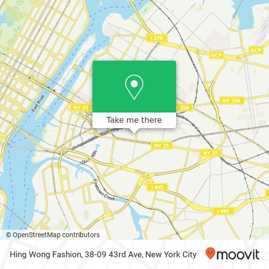 Mapa de Hing Wong Fashion, 38-09 43rd Ave