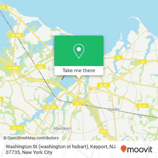 Mapa de Washington St (washington st hobart), Keyport, NJ 07735