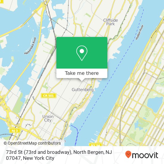 Mapa de 73rd St (73rd and broadway), North Bergen, NJ 07047