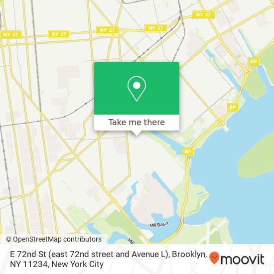 Mapa de E 72nd St (east 72nd street and Avenue L), Brooklyn, NY 11234