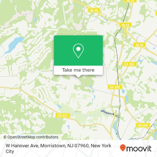 Mapa de W Hanover Ave, Morristown, NJ 07960