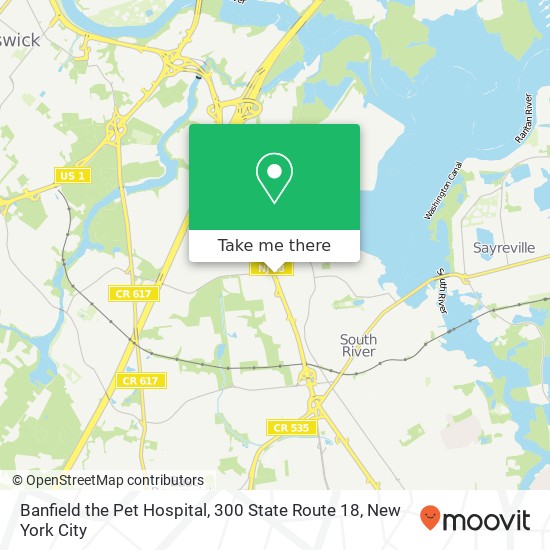 Banfield the Pet Hospital, 300 State Route 18 map