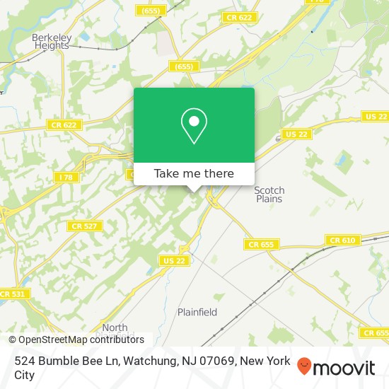 524 Bumble Bee Ln, Watchung, NJ 07069 map
